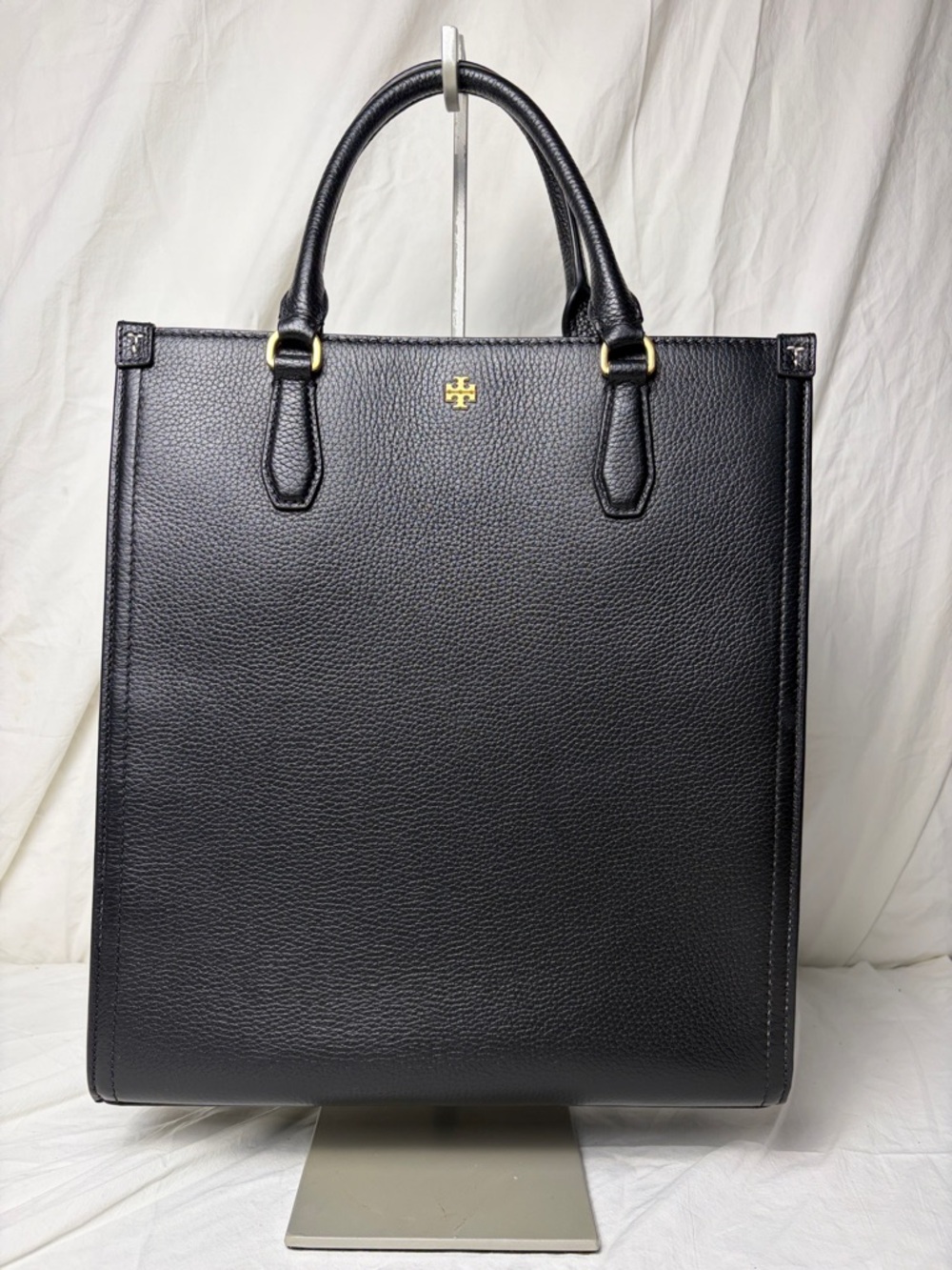 Tory Burch Blake Shopping Tote Black Pebbled Leather Work Laptop Bag - Picture 3 of 16